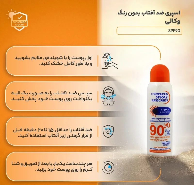اسپری ضدآفتاب بیرنگ وکالی مدل SPF70 مناسب انواع پوست، حجم 230 میلیلیتر - تصویر 4