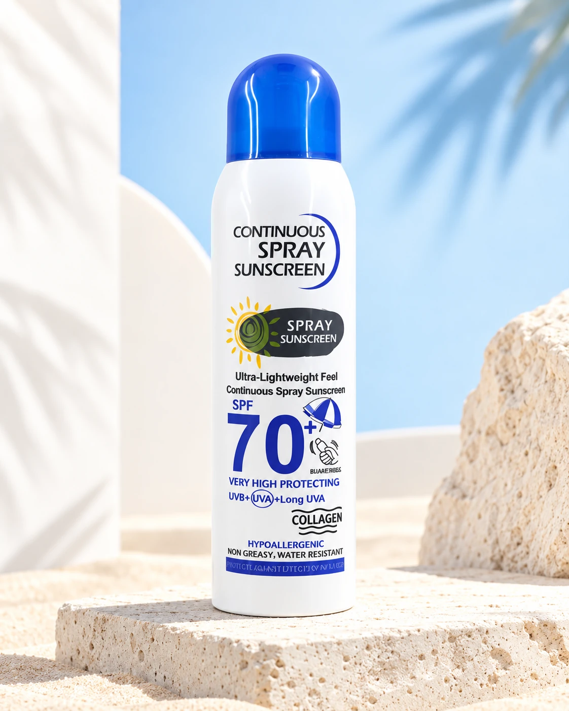اسپری ضدآفتاب بیرنگ وکالی مدل SPF70 مناسب انواع پوست، حجم 230 میلیلیتر